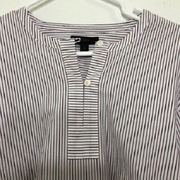 J.Crew Embroidered Tie-Front Striped Tunic Top - Picture 5 of 7